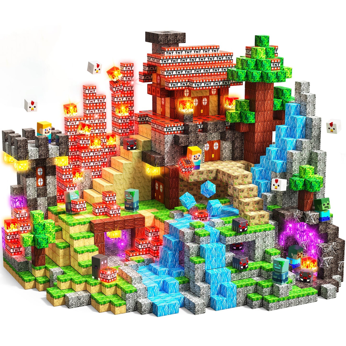 Magtribe™【Death Mountain】Magnetic Building Blocks | 200-400 PCS | 0.8" | Glowing