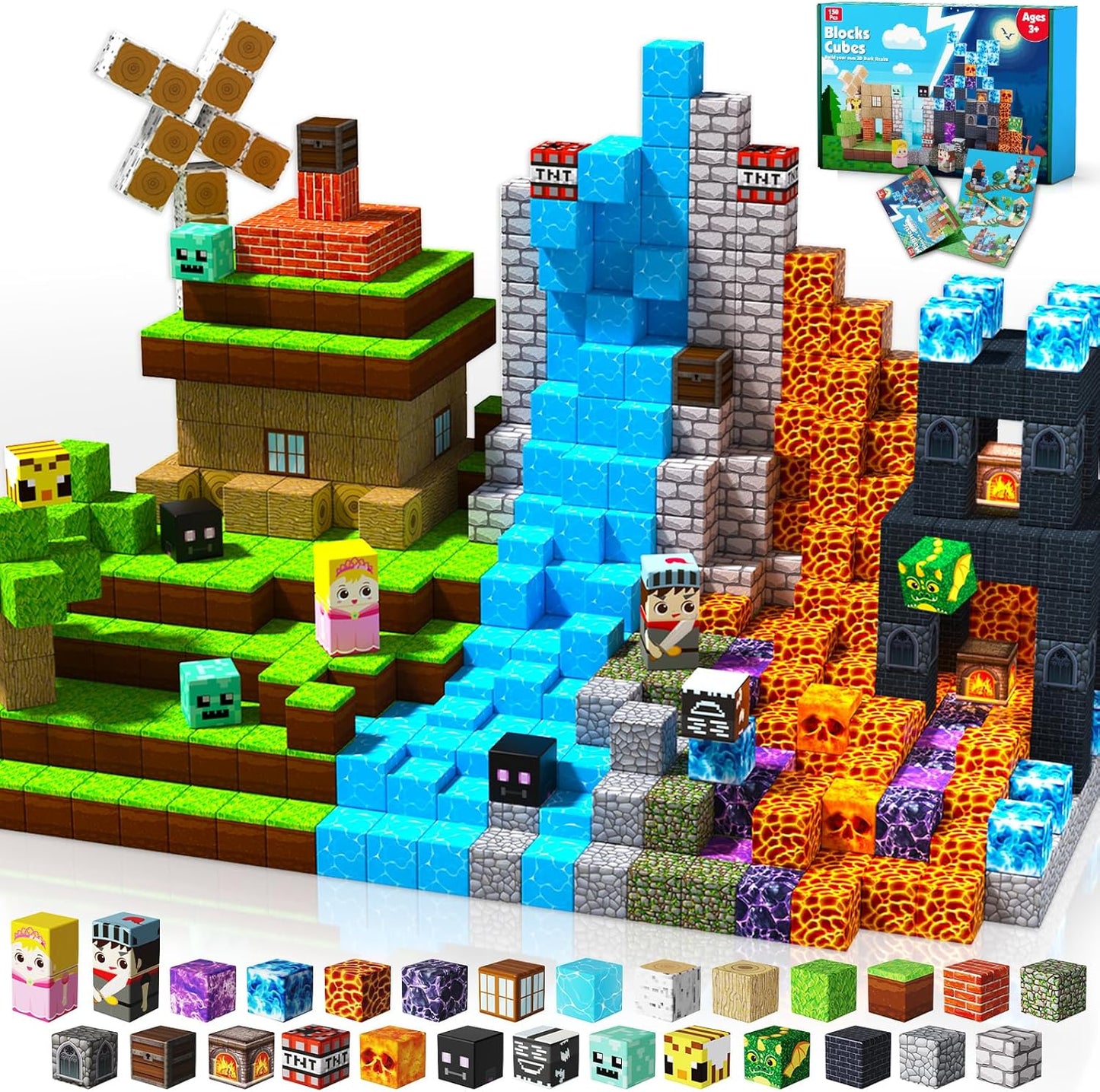 Magtribe™【Grass x Dark】Magnetic Building Blocks | 150 PCS | 0.8" | Adventure