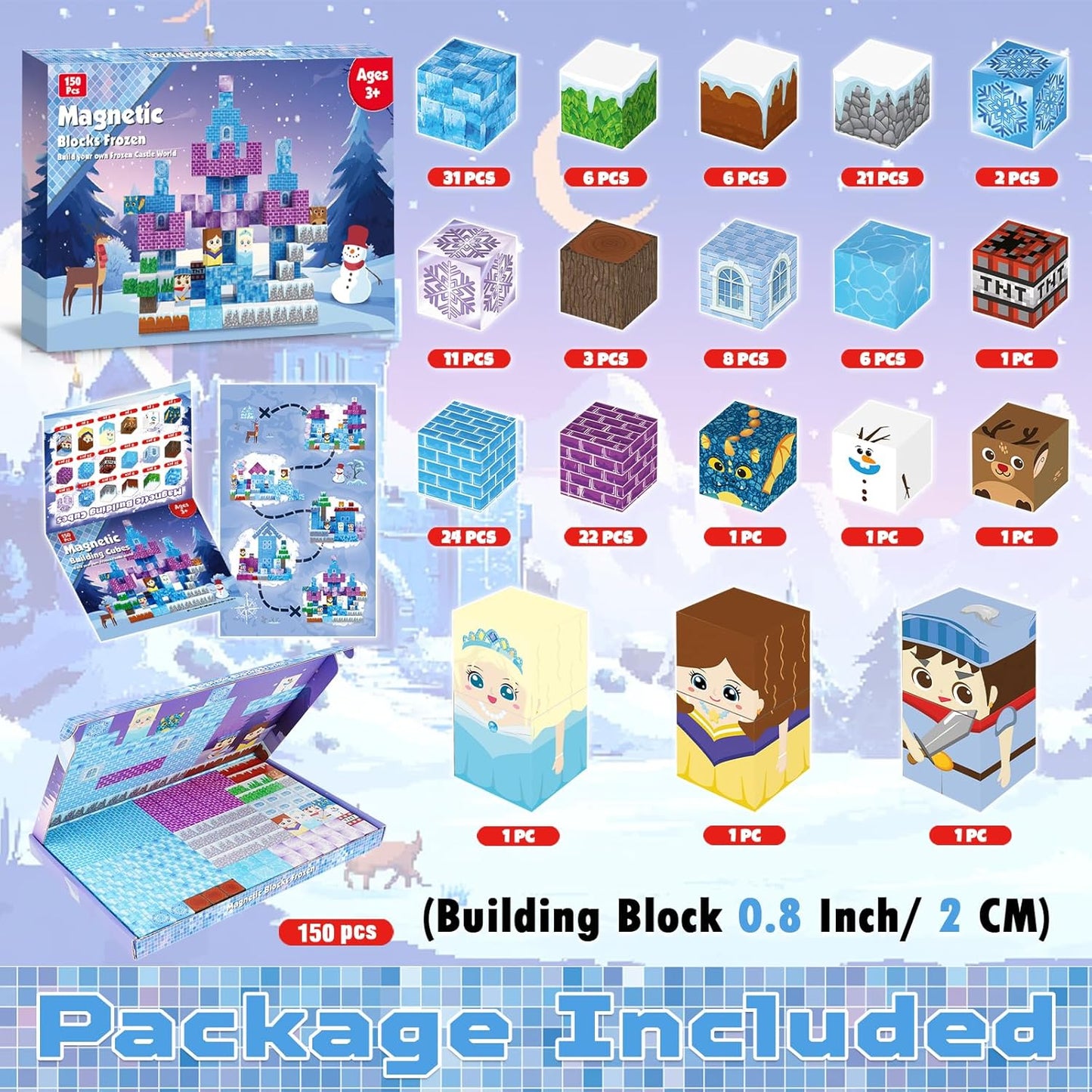 Magtribe™【Frost Zone】Magnetic Building Blocks | 100-150 PCS | 0.8" | Village