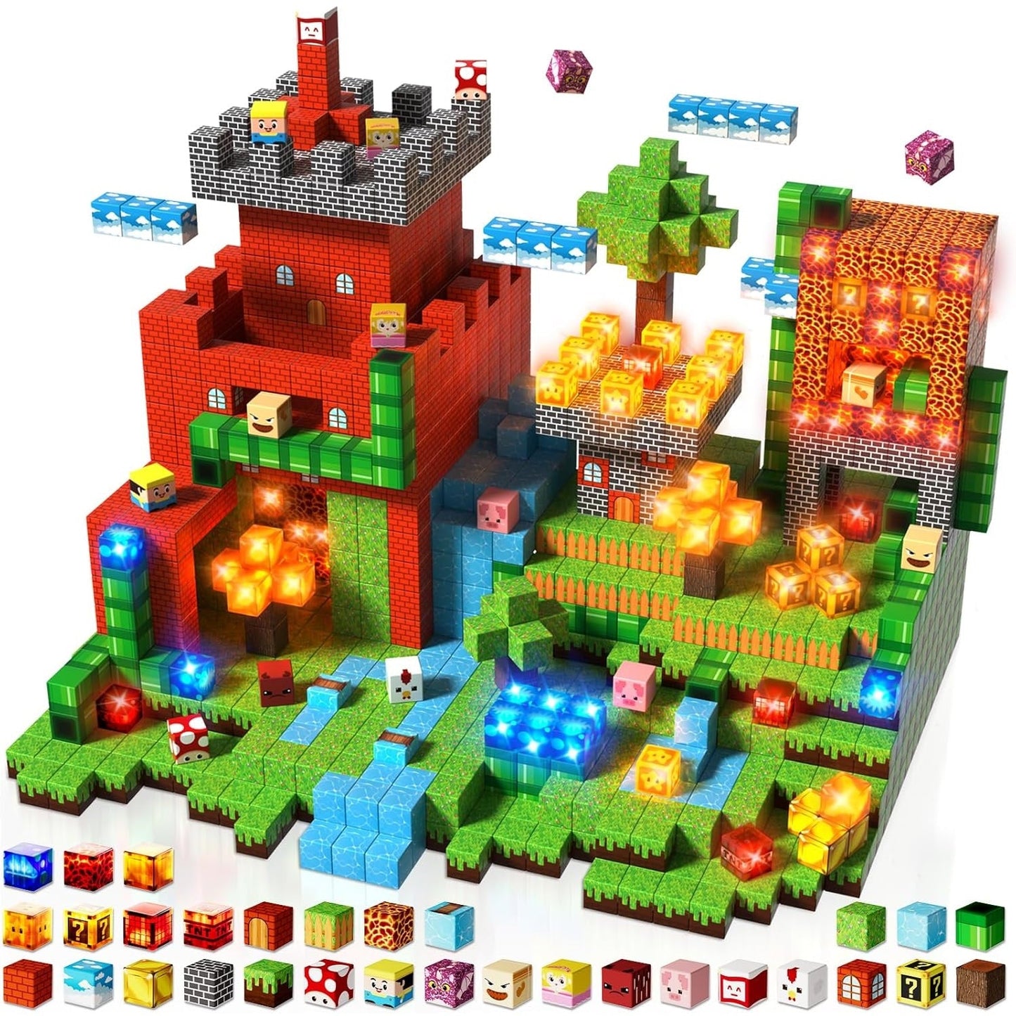 Magtribe™【Star Fortress】Magnetic Building Blocks | 200 PCS | 0.8" | Glowing