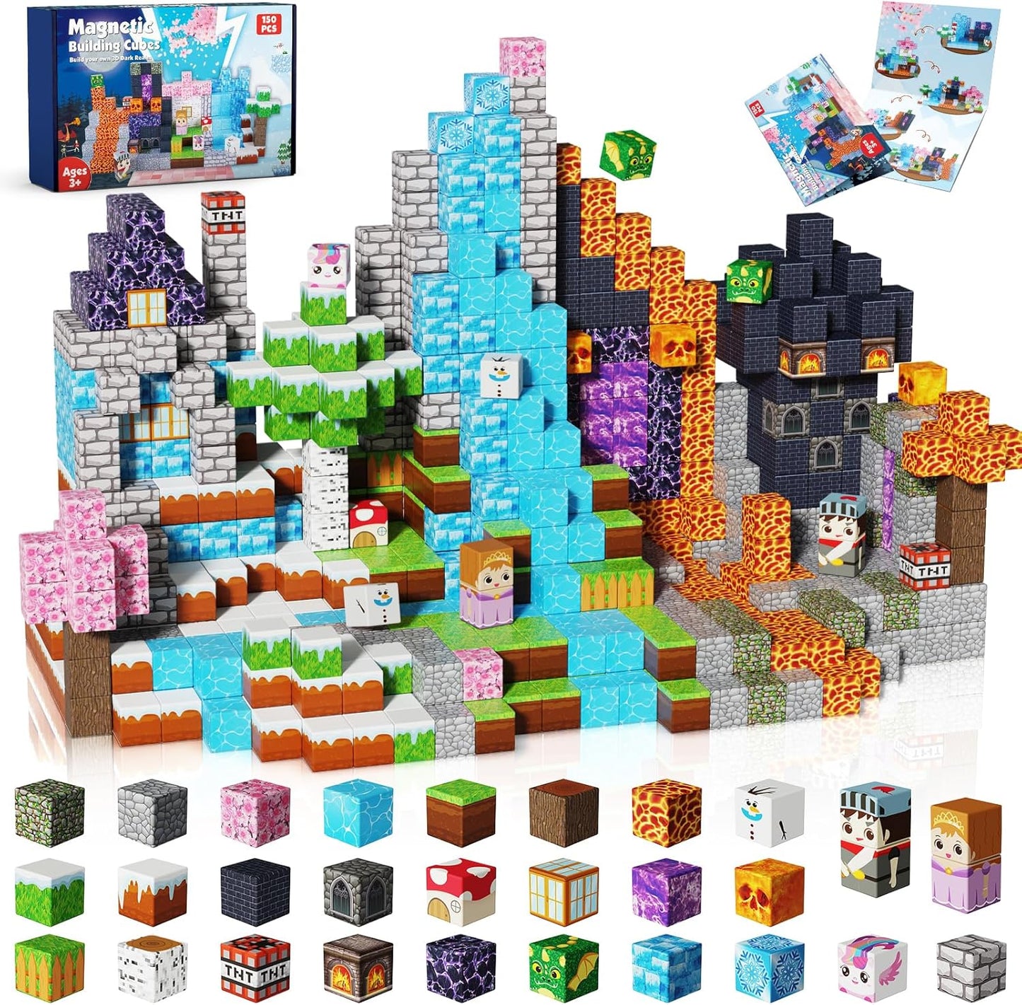 Magtribe™【Forest x Glacier x Dark】Magnetic Building Blocks | 150 PCS | 0.8" | Adventure