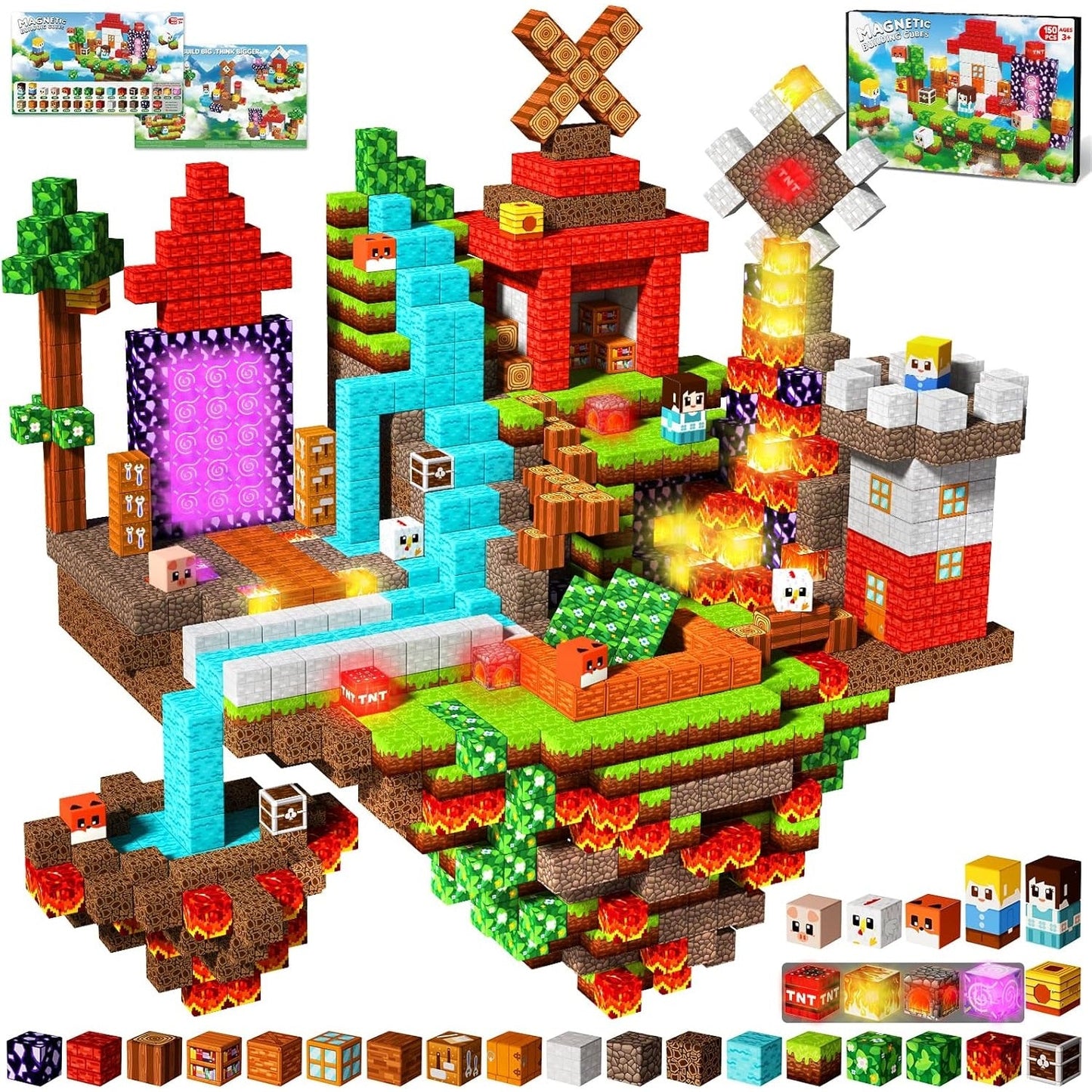 Magtribe™【Sky Island】Magnetic Building Blocks | 150 PCS | 0.8" | Glowing