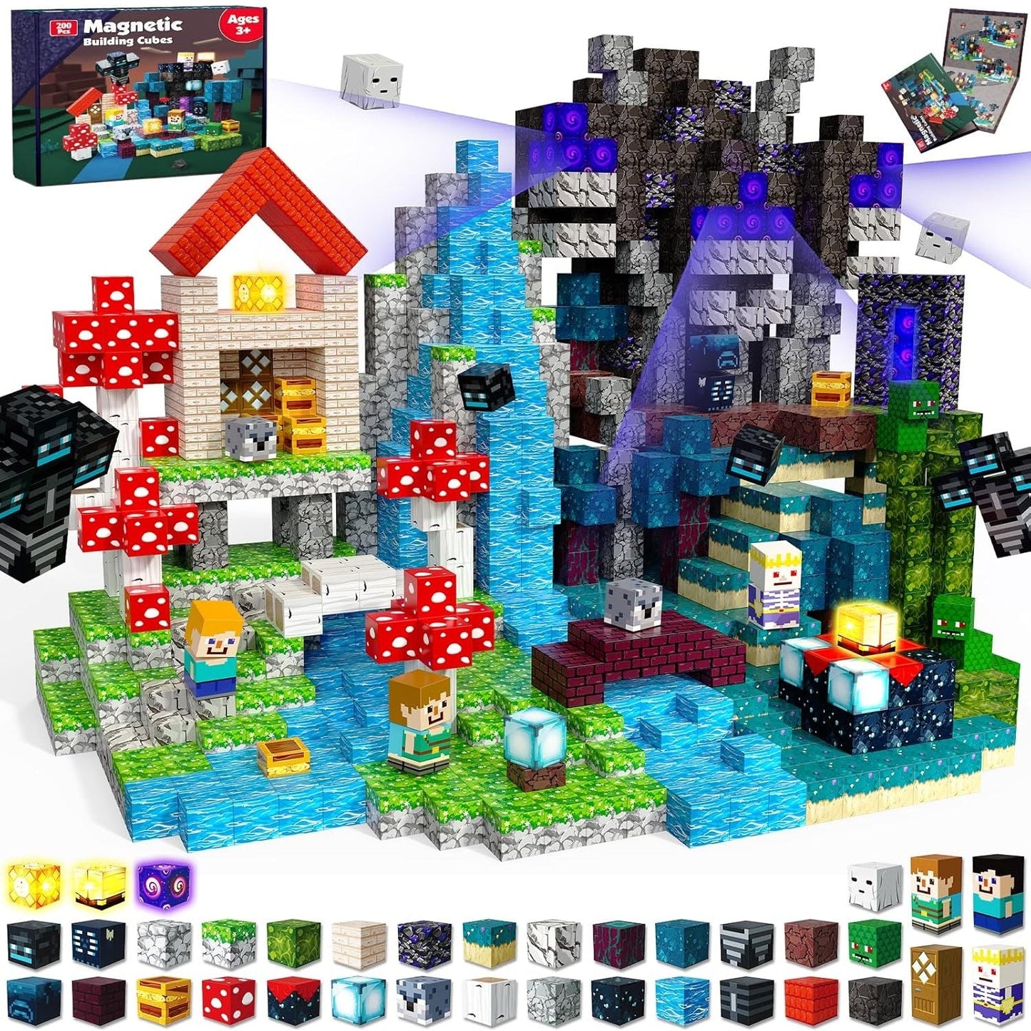 Magtribe™【Dusk Domain】Magnetic Building Blocks | 200 PCS | 0.8" | Glowing