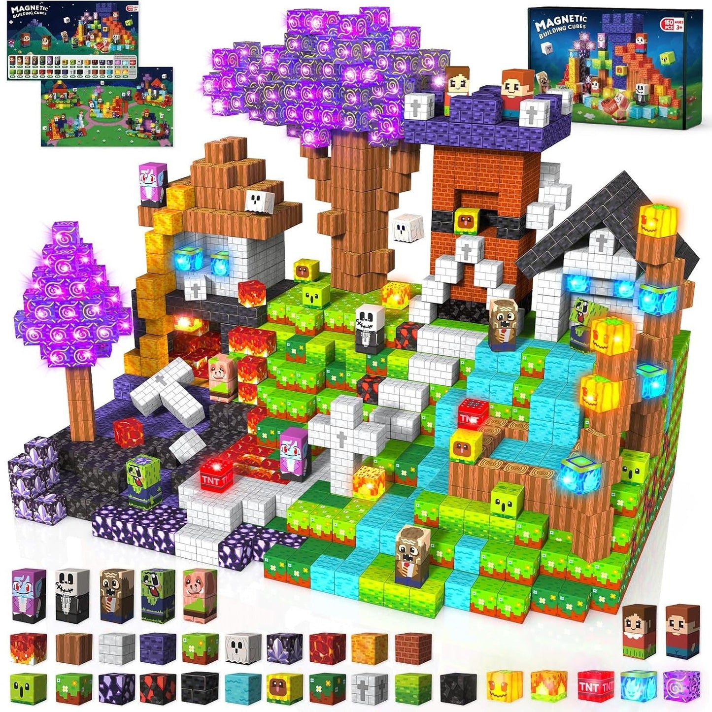 Magtribe™【Zombie Land】Magnetic Building Blocks | 150 PCS | 0.8" | Glowing