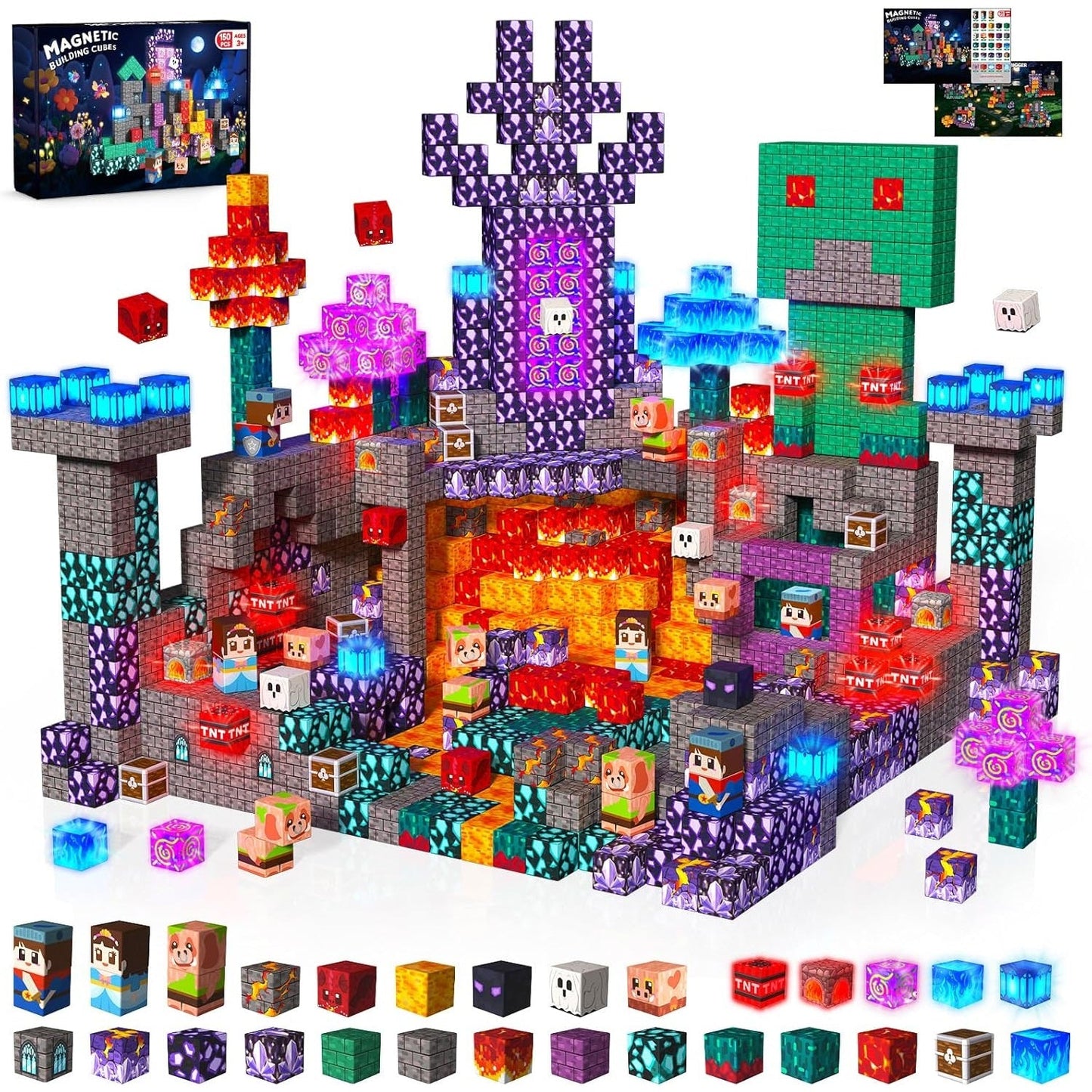 Magtribe™【Pigman Nest】Magnetic Building Blocks | 150 PCS | 0.8" | Glowing