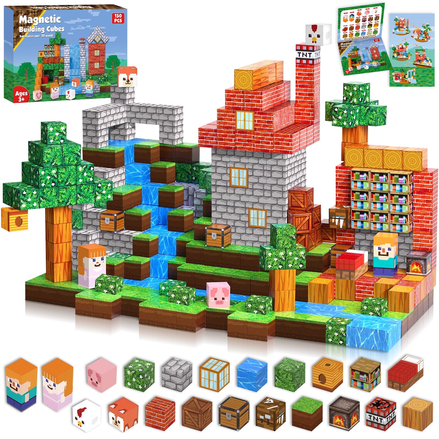 Magtribe™【Grassland Fun】Magnetic Building Blocks | 100-300 PCS | 0.8" | Village