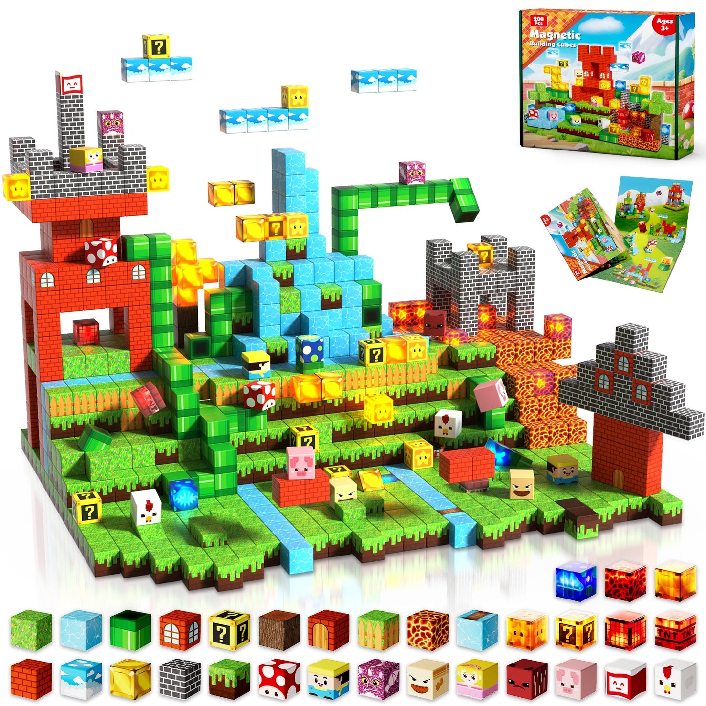 Magtribe™【Star Fortress】Magnetic Building Blocks | 200 PCS | 0.8" | Glowing