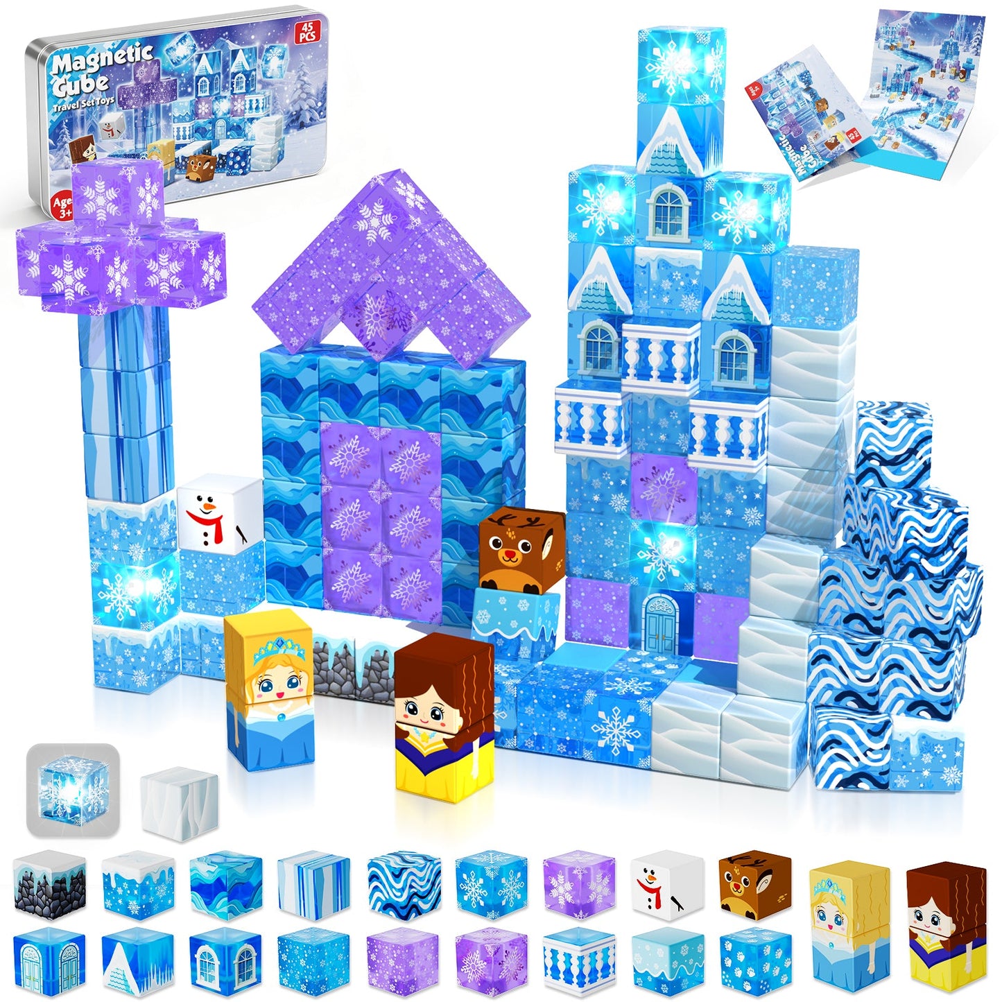 Magtribe™【Ice Valley】Magnetic Building Blocks | 45 PCS | 0.8" | Portable