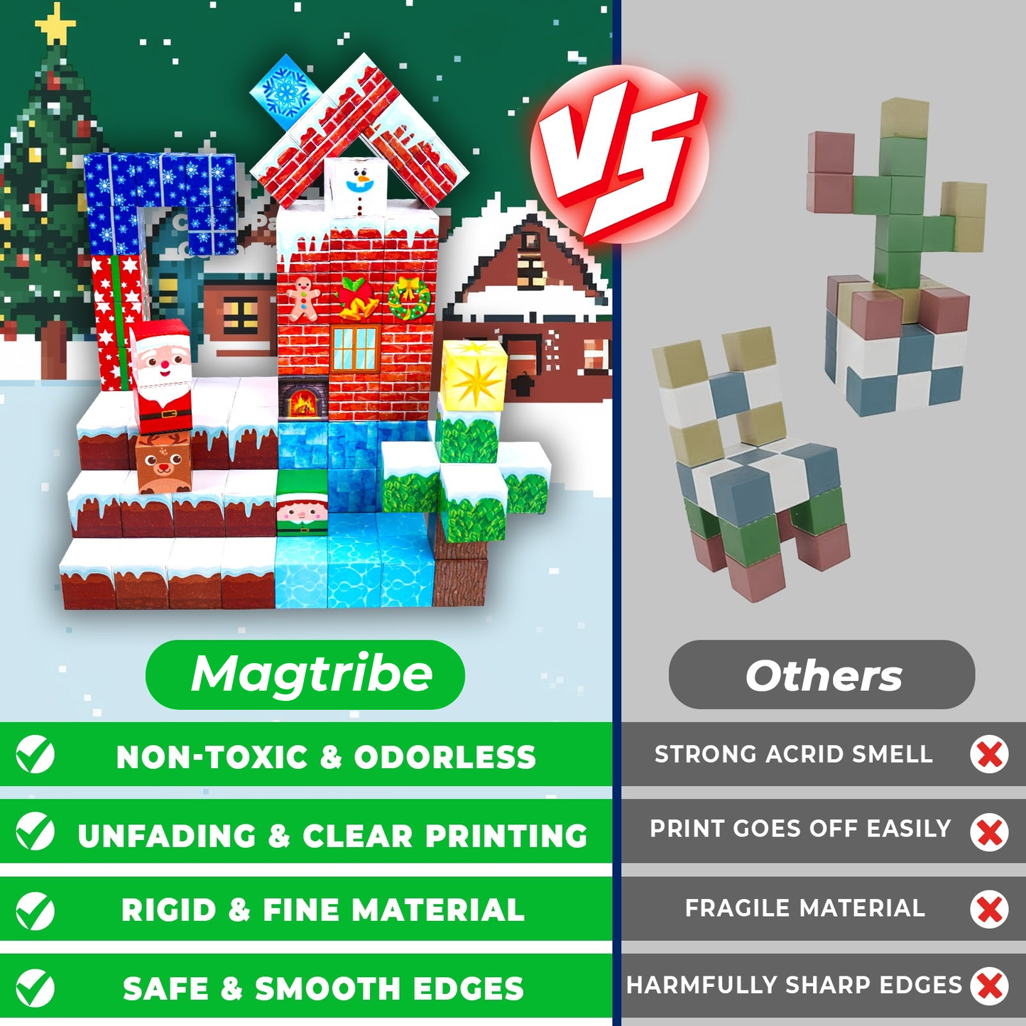Magtribe™【Christmas Eve】Magnetic Building Blocks | 150 PCS | 0.8" | Village
