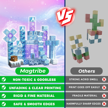 Magtribe™【Clear Blue】Magnetic Building Blocks | 100 PCS | 0.8" | Castle
