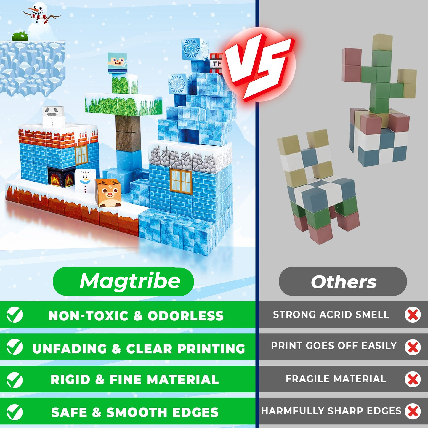 Magtribe™【Frost Zone】Magnetic Building Blocks | 100-150 PCS | 0.8" | Village