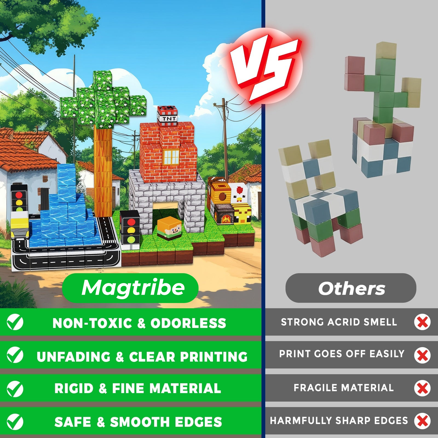 Magtribe™【Suburb City】Magnetic Building Blocks | 100-300 PCS | 0.8" | Village