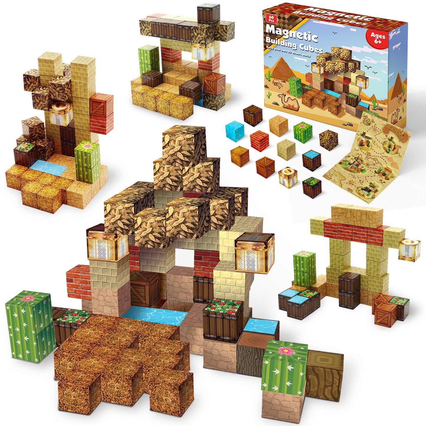 Magtribe™【Lost Desert】Magnetic Building Blocks | 60 PCS | 0.8" | Village