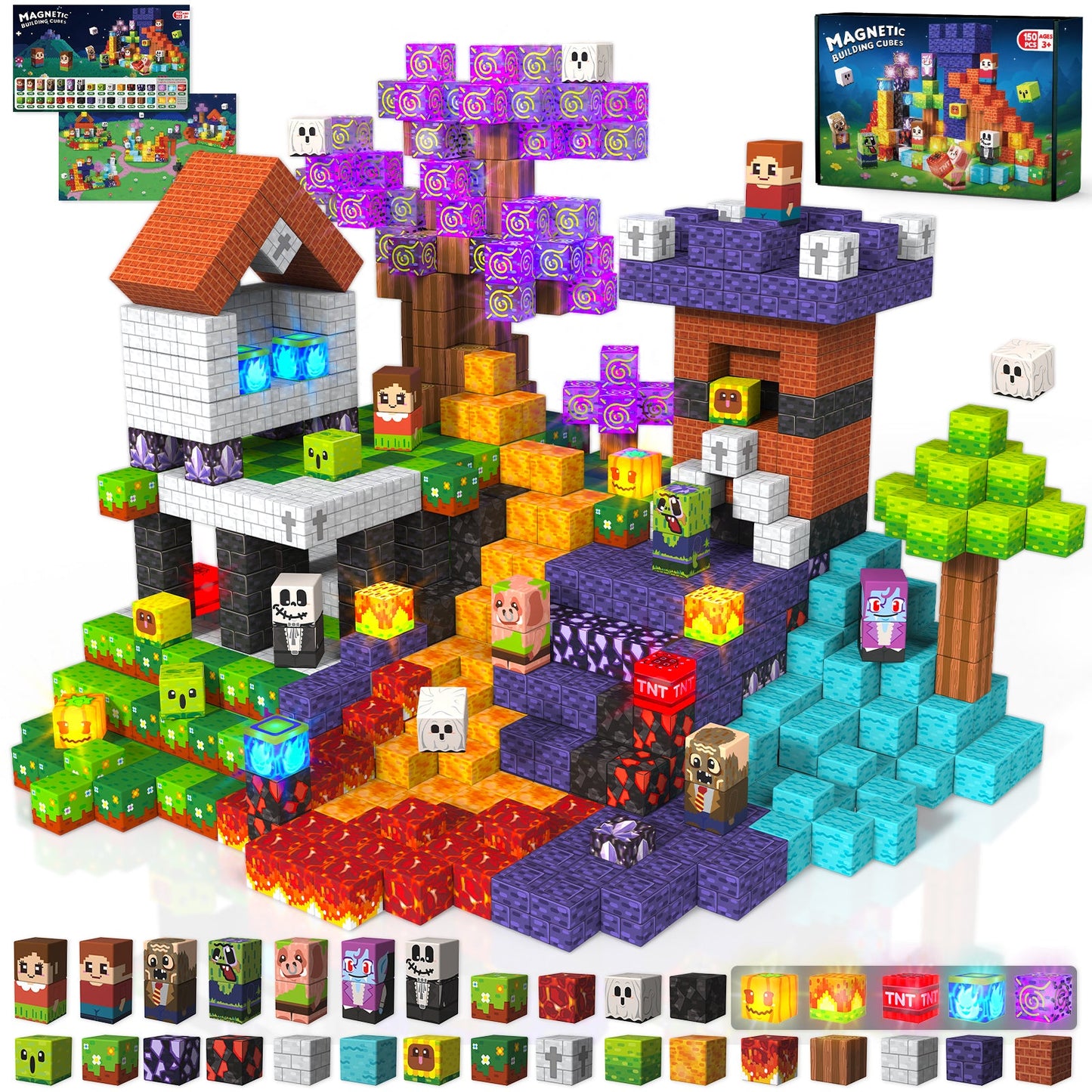 Magtribe™【Zombie Land】Magnetic Building Blocks | 150 PCS | 0.8" | Glowing