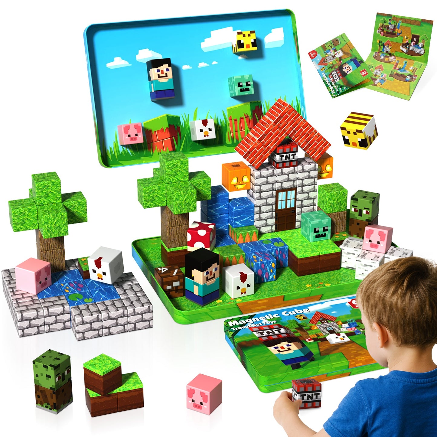 Magtribe™【Greenwood Home】Magnetic Building Blocks | 60 PCS | 0.8" | Portable