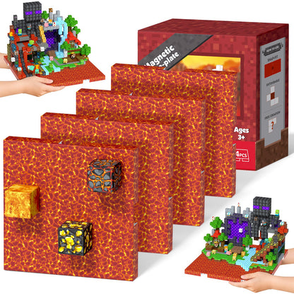 Magtribe™【Molten Magma】Magnetic Building Blocks | 4-8 PCS | 4.0" | Panel
