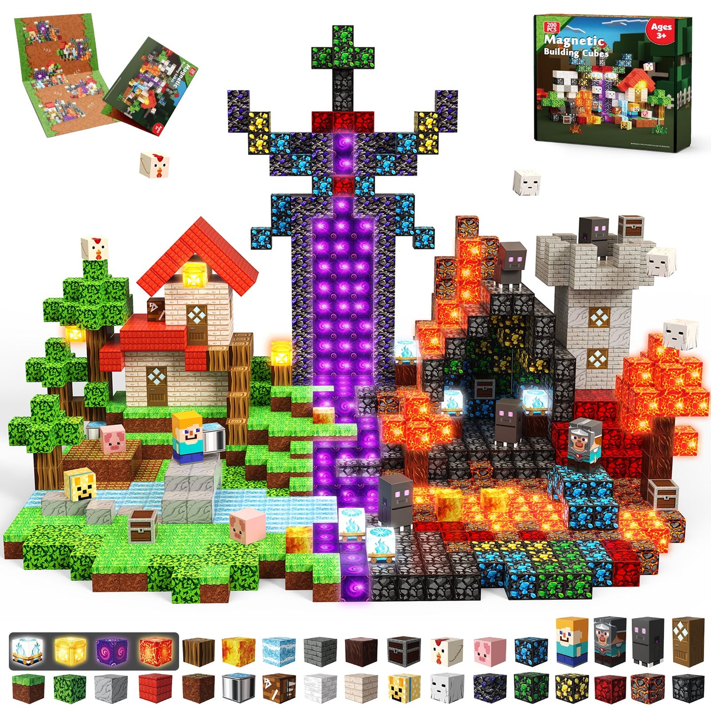 Magtribe™【Portal x Forest】Magnetic Building Blocks | 200 PCS | 0.8" | Glowing