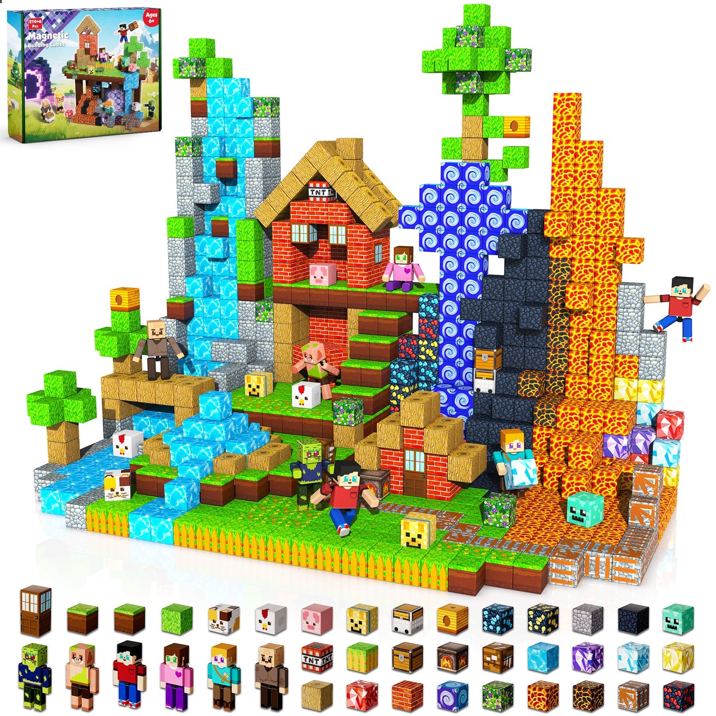 Magtribe™【Jungle Field】Magnetic Building Blocks | 160-464 PCS | 0.8" | Littleman