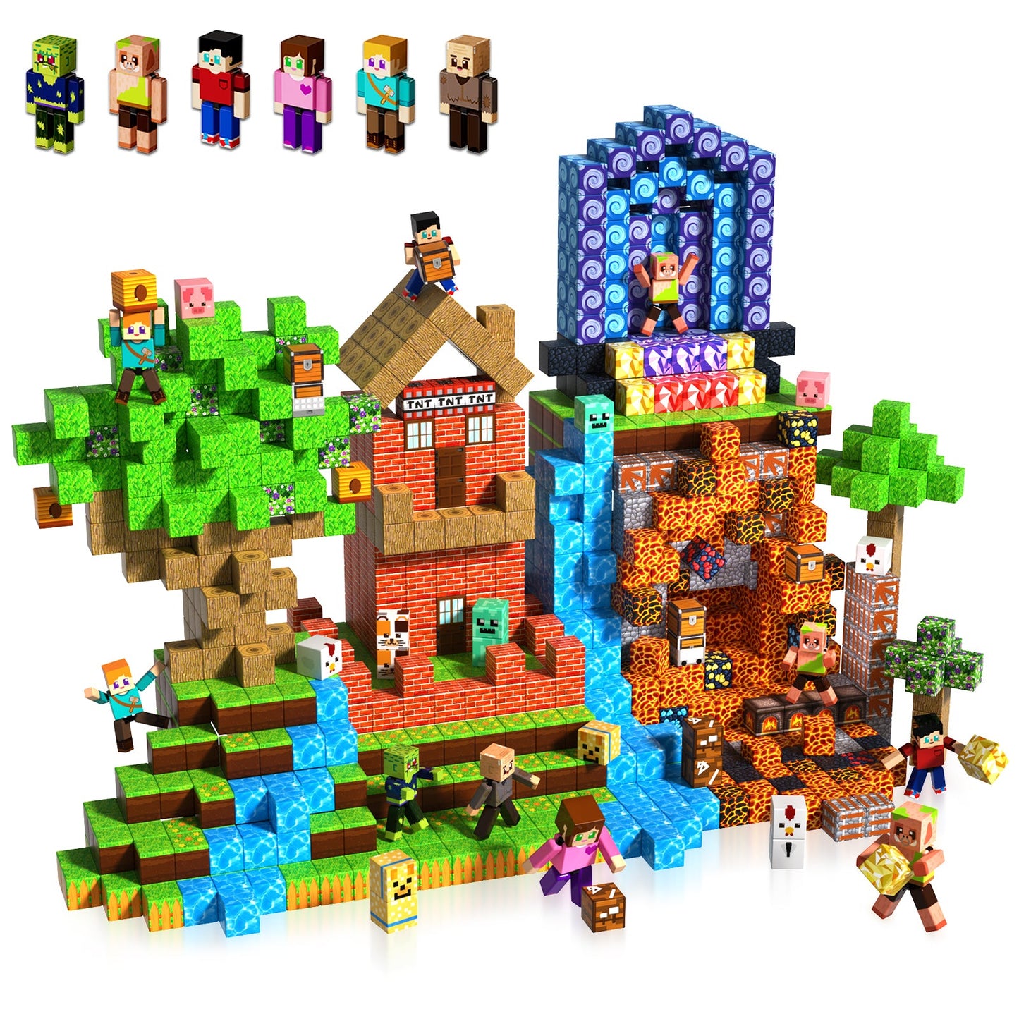Magtribe™【Jungle Field】Magnetic Building Blocks | 160-464 PCS | 0.8" | Littleman