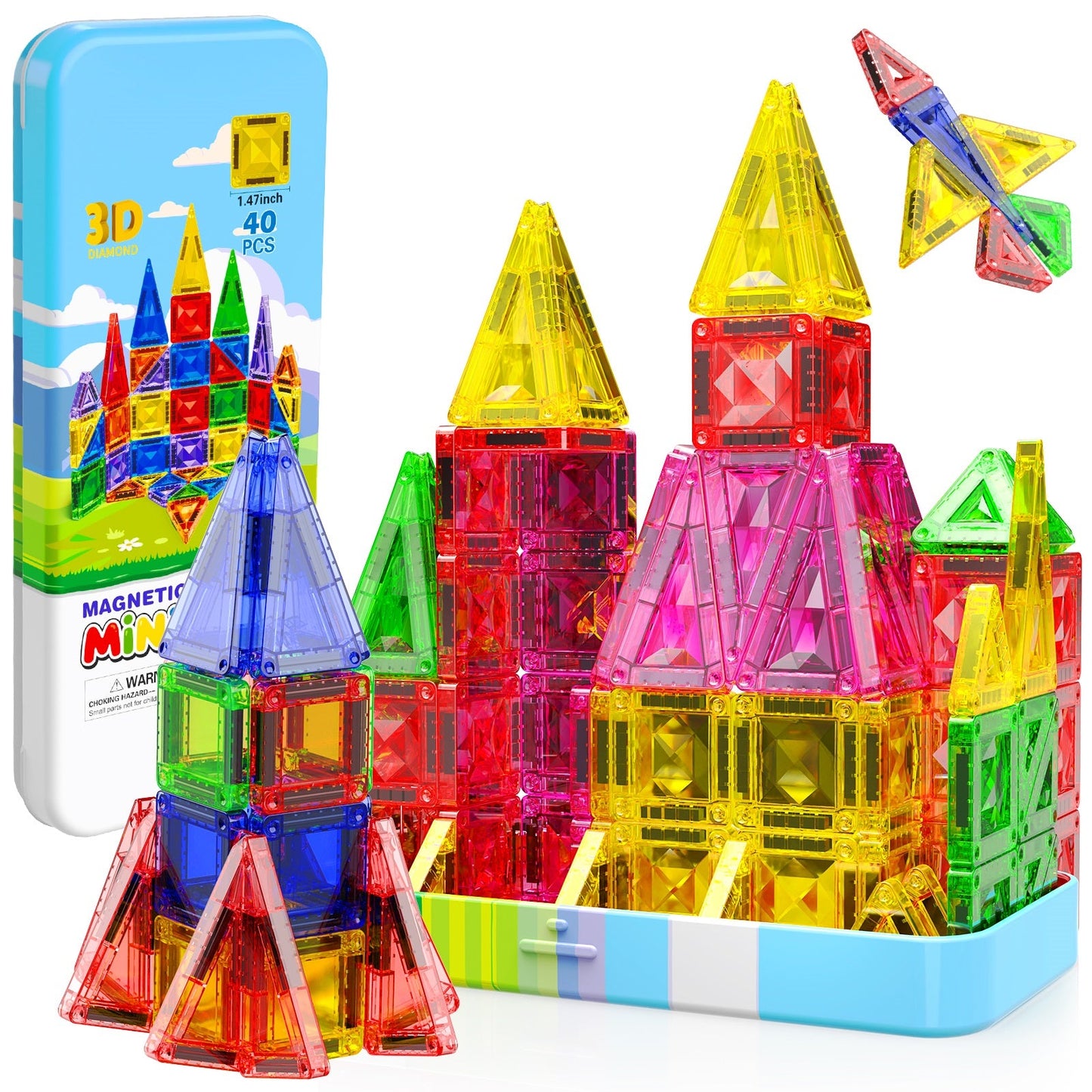 Magtribe™【Symmetric Learning】Magnetic Building Blocks | 40 PCS | 1.5" | Tile