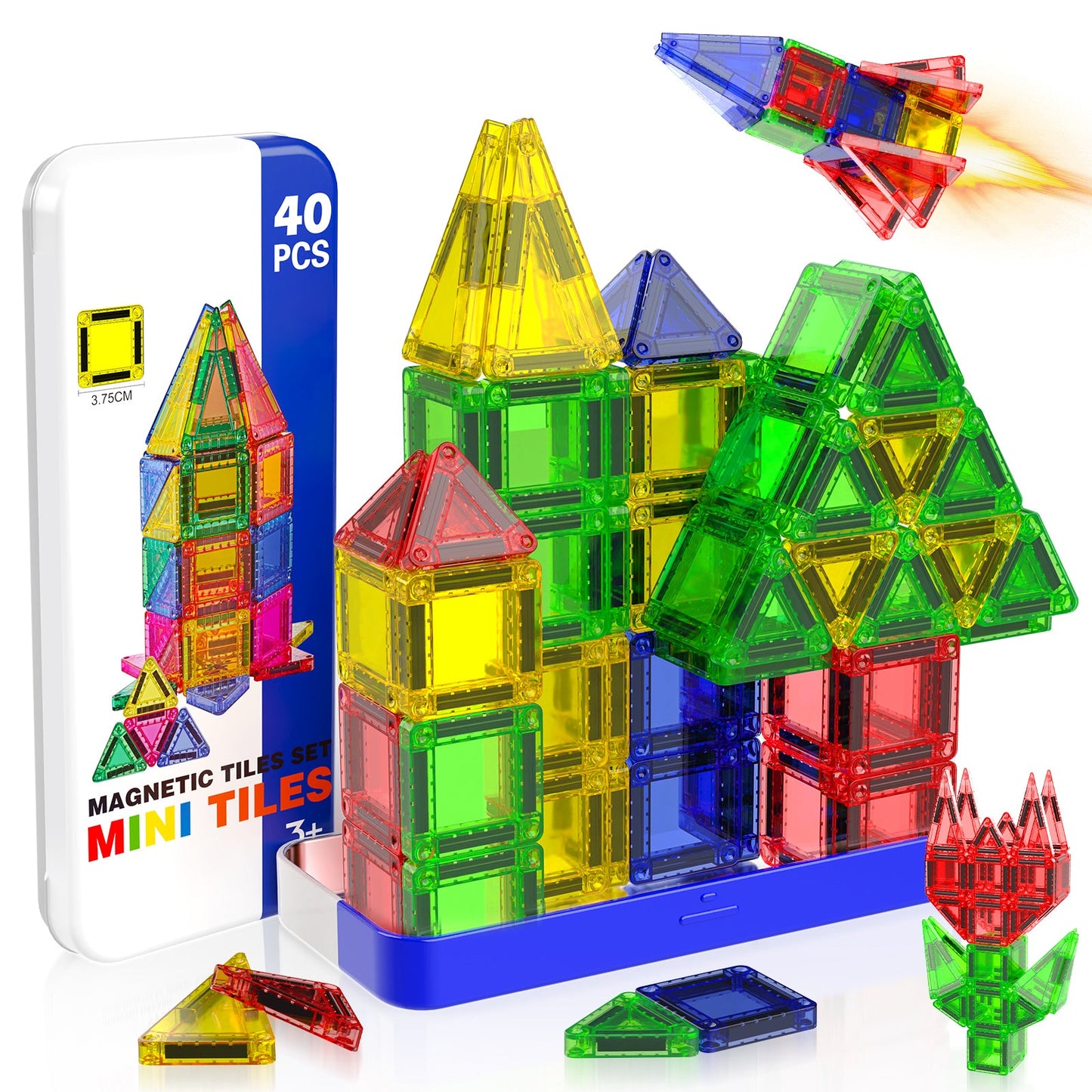Magtribe™【Geometric Learning】Magnetic Building Blocks | 40-56 PCS | 1.5" | Tile