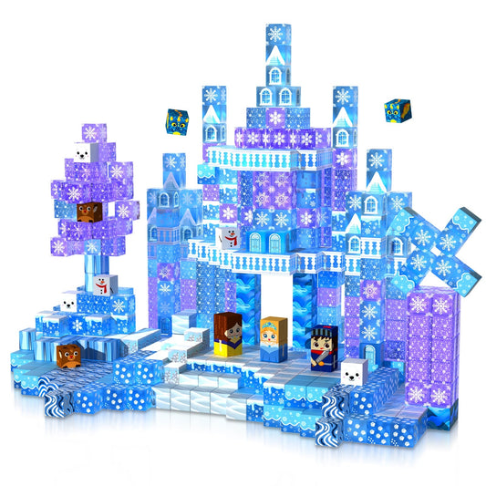 Magtribe™【Clear Blue】Magnetic Building Blocks | 100 PCS | 0.8" | Castle