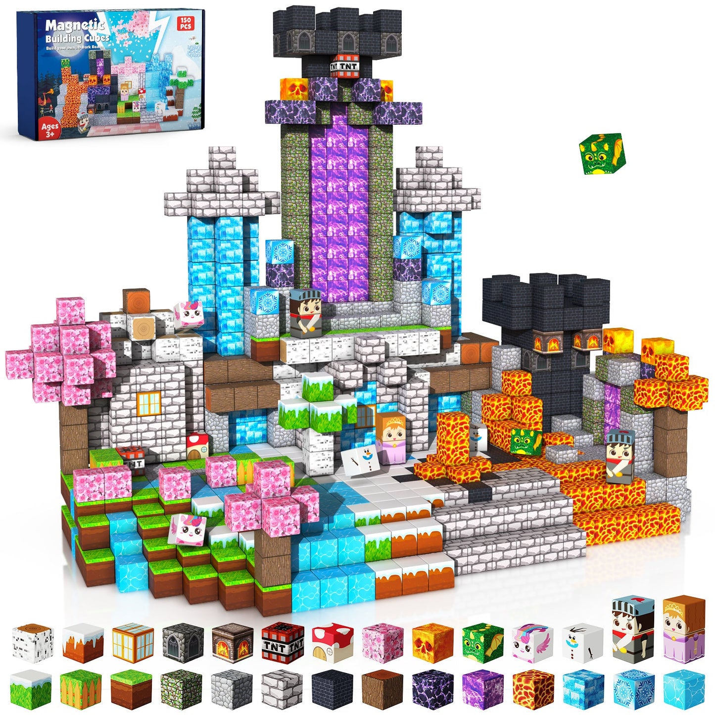Magtribe™【Forest x Glacier x Dark】Magnetic Building Blocks | 150 PCS | 0.8" | Adventure