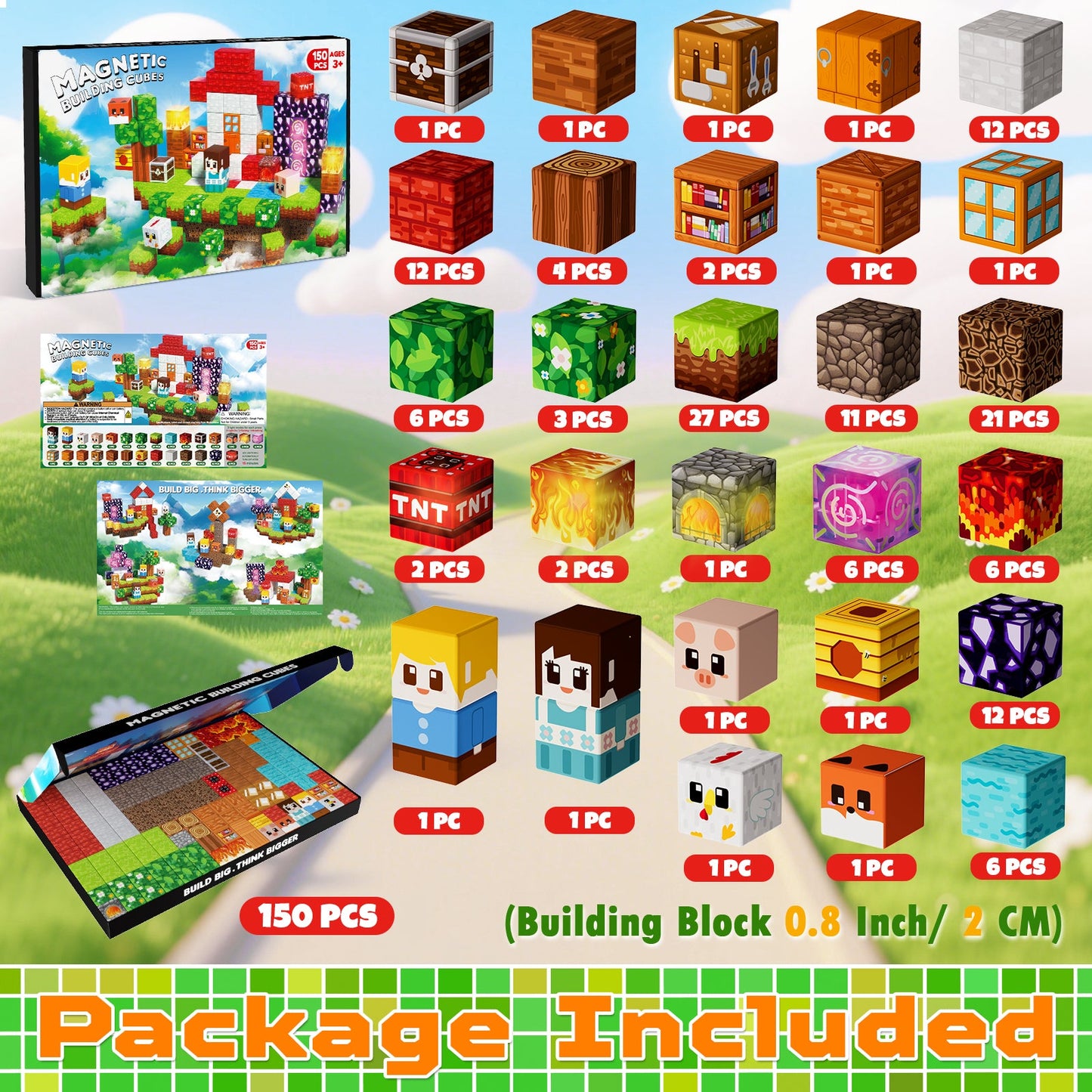 Magtribe™【Sky Island】Magnetic Building Blocks | 150 PCS | 0.8" | Glowing
