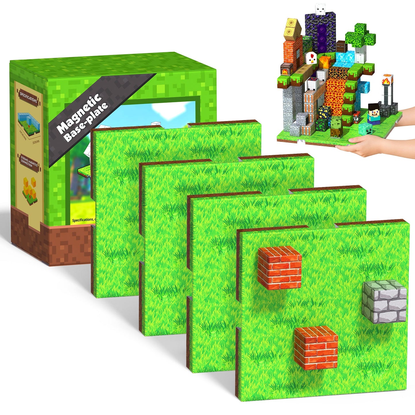 Magtribe™【Grass Garden】Magnetic Building Blocks | 4-8 PCS | 4.0" | Panel