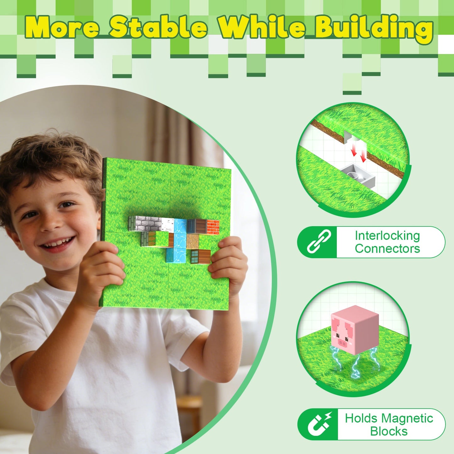 Magtribe™【Grass Garden】Magnetic Building Blocks | 4-8 PCS | 4.0" | Panel