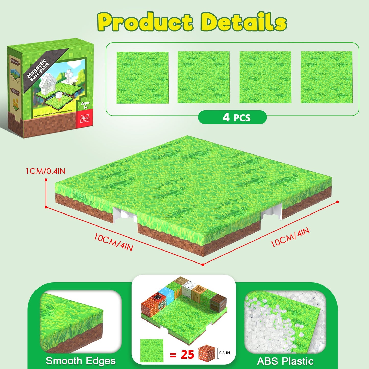 Magtribe™【Grass Garden】Magnetic Building Blocks | 4-8 PCS | 4.0" | Panel