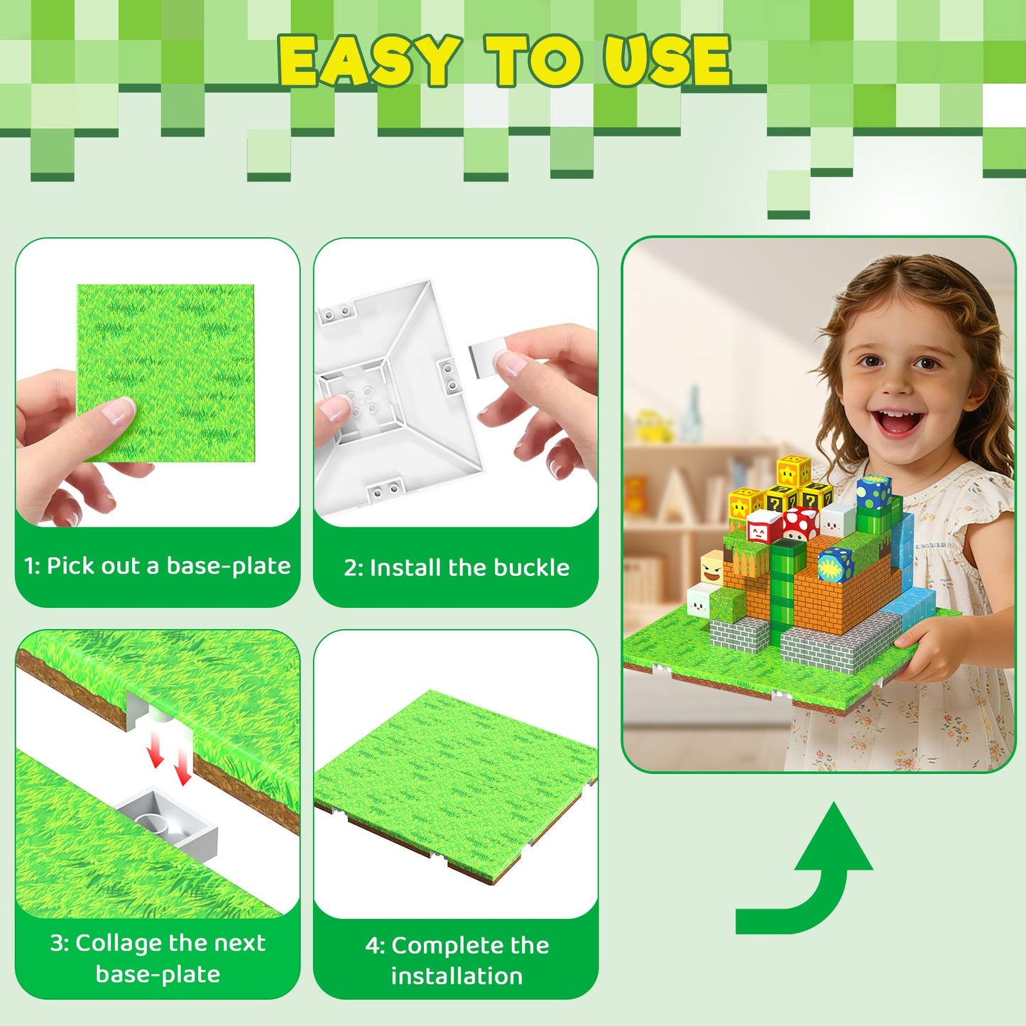Magtribe™【Grass Garden】Magnetic Building Blocks | 4-8 PCS | 4.0" | Panel