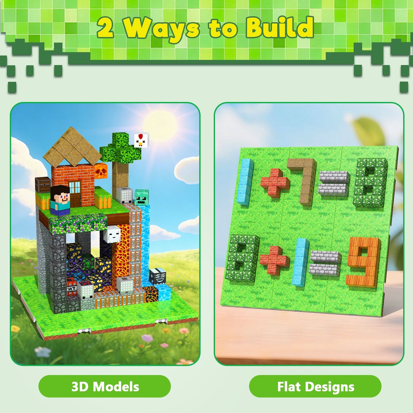 Magtribe™【Grass Garden】Magnetic Building Blocks | 4-8 PCS | 4.0" | Panel