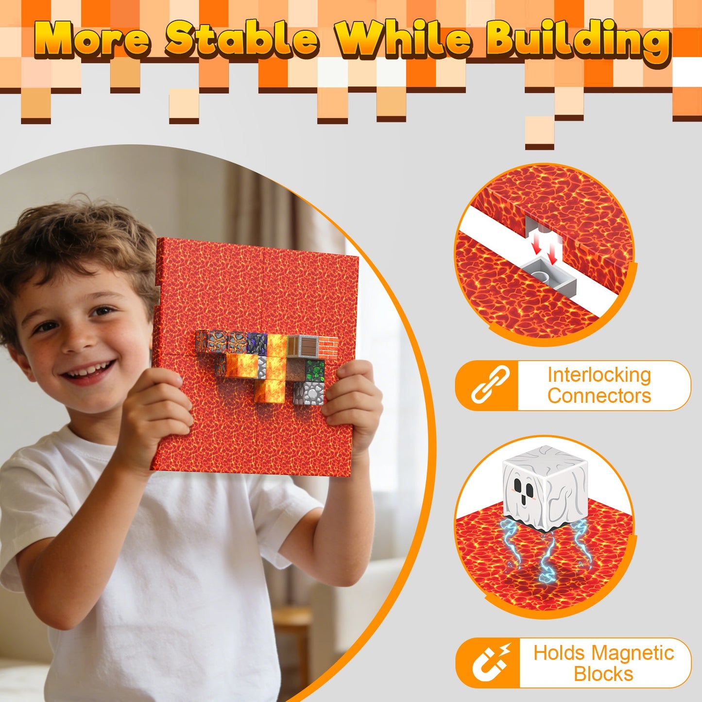 Magtribe™【Molten Magma】Magnetic Building Blocks | 4-8 PCS | 4.0" | Panel