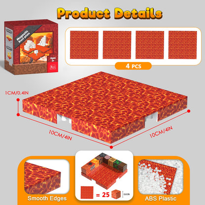 Magtribe™【Molten Magma】Magnetic Building Blocks | 4-8 PCS | 4.0" | Panel