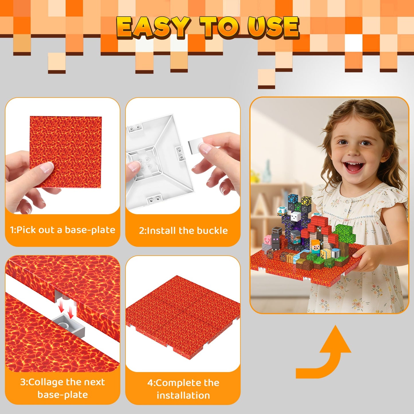 Magtribe™【Molten Magma】Magnetic Building Blocks | 4-8 PCS | 4.0" | Panel