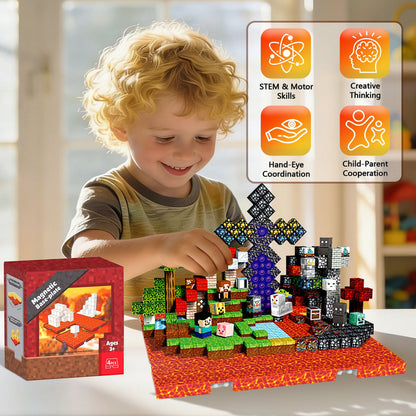 Magtribe™【Molten Magma】Magnetic Building Blocks | 4-8 PCS | 4.0" | Panel