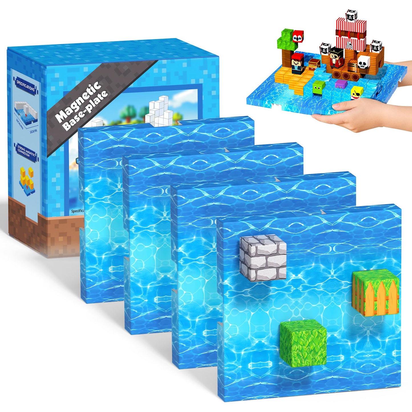 Magtribe™【Water Wave】Magnetic Building Blocks | 4-8 PCS | 4.0" | Panel