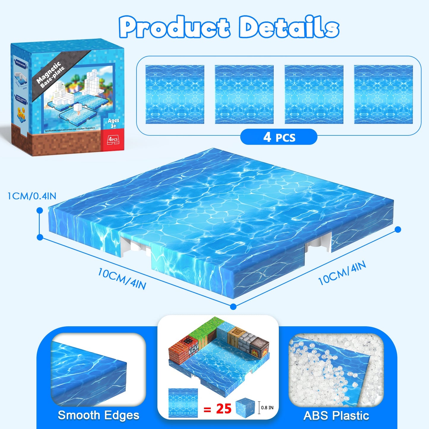 Magtribe™【Water Wave】Magnetic Building Blocks | 4-8 PCS | 4.0" | Panel