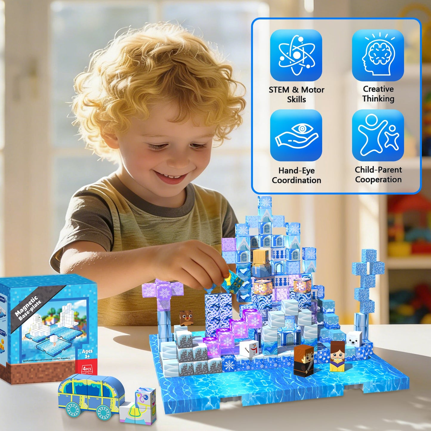 Magtribe™【Water Wave】Magnetic Building Blocks | 4-8 PCS | 4.0" | Panel
