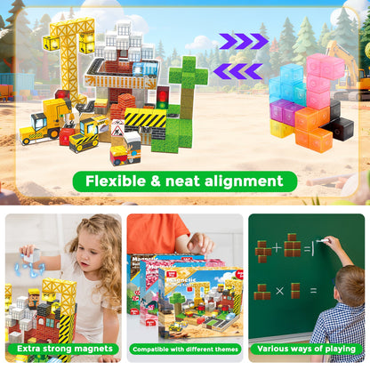 Magtribe™【Metropolis Capital】Magnetic Building Blocks | 200 PCS | 0.8" | Glowing