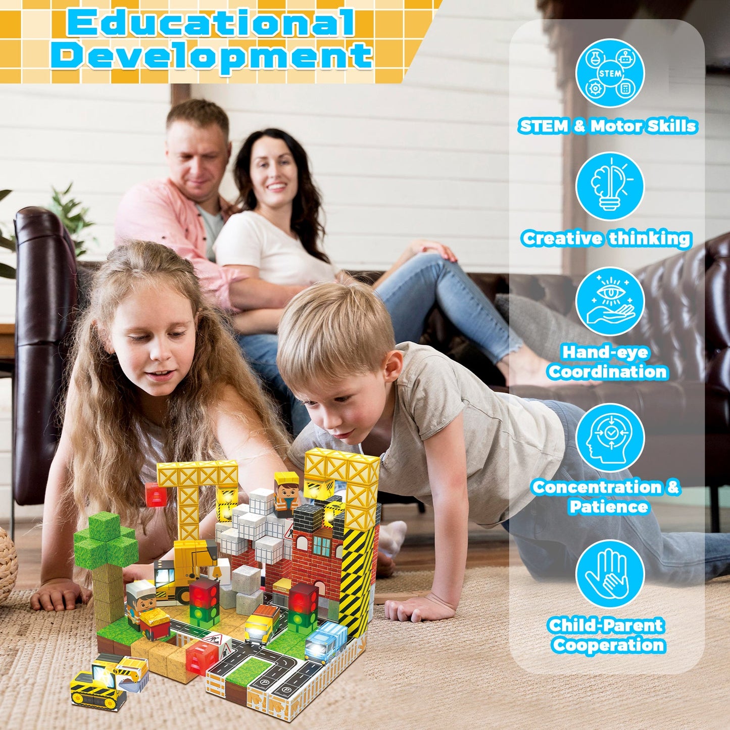 Magtribe™【Metropolis Capital】Magnetic Building Blocks | 200 PCS | 0.8" | Glowing