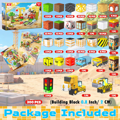 Magtribe™【Metropolis Capital】Magnetic Building Blocks | 200 PCS | 0.8" | Glowing