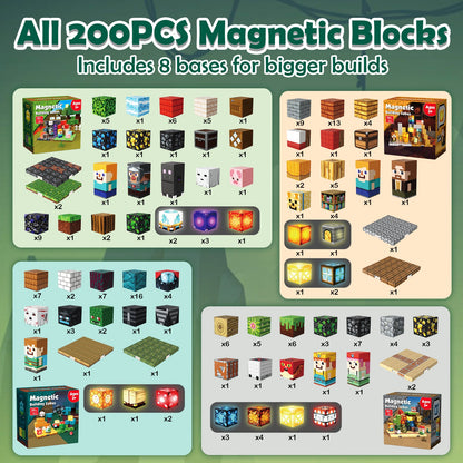 Magtribe™【Magnet Multiverse】Magnetic Building Blocks | 200 PCS | 0.8" | Panel
