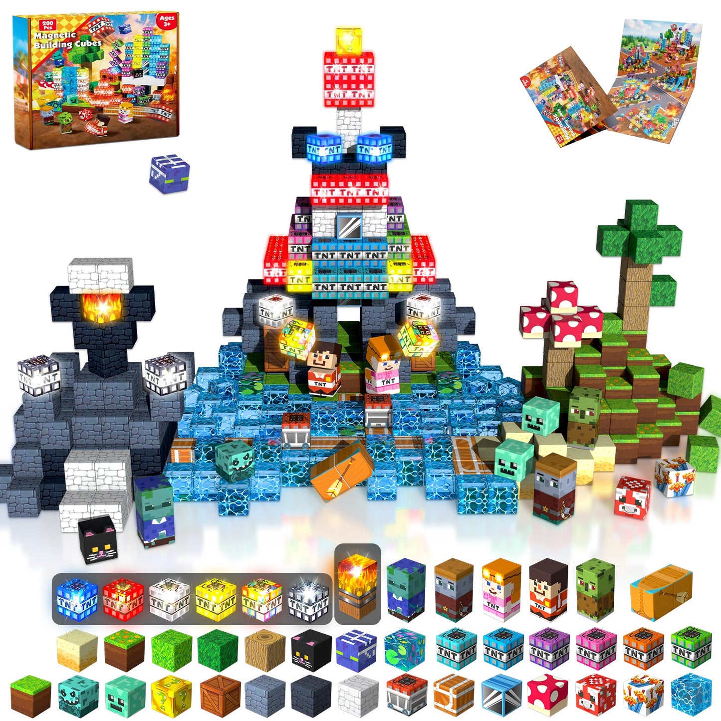 Magtribe™【Blasting Site】Magnetic Building Blocks | 200 PCS | 0.8" | Glowing
