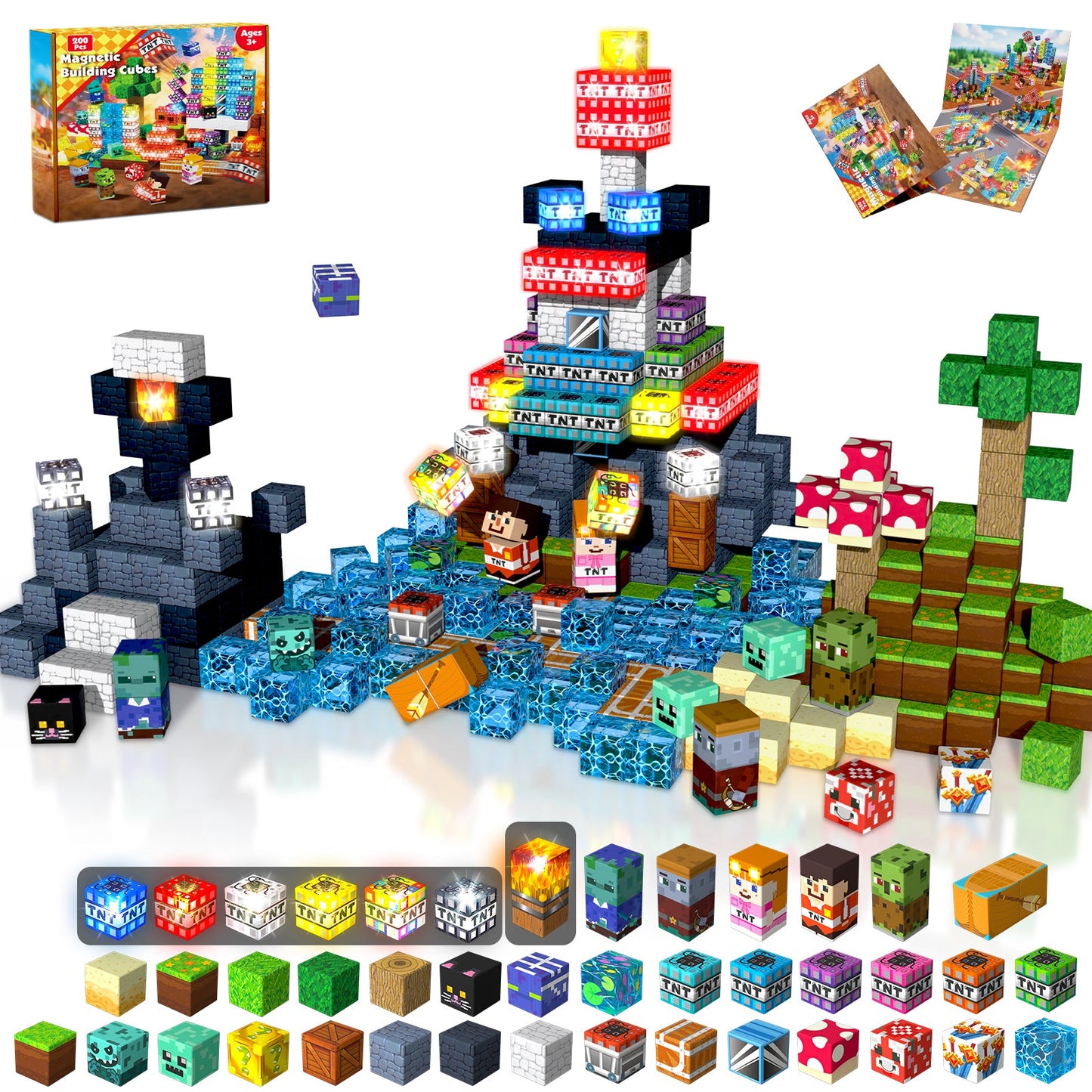 Magtribe™【Blasting Site】Magnetic Building Blocks | 200 PCS | 0.8" | Glowing
