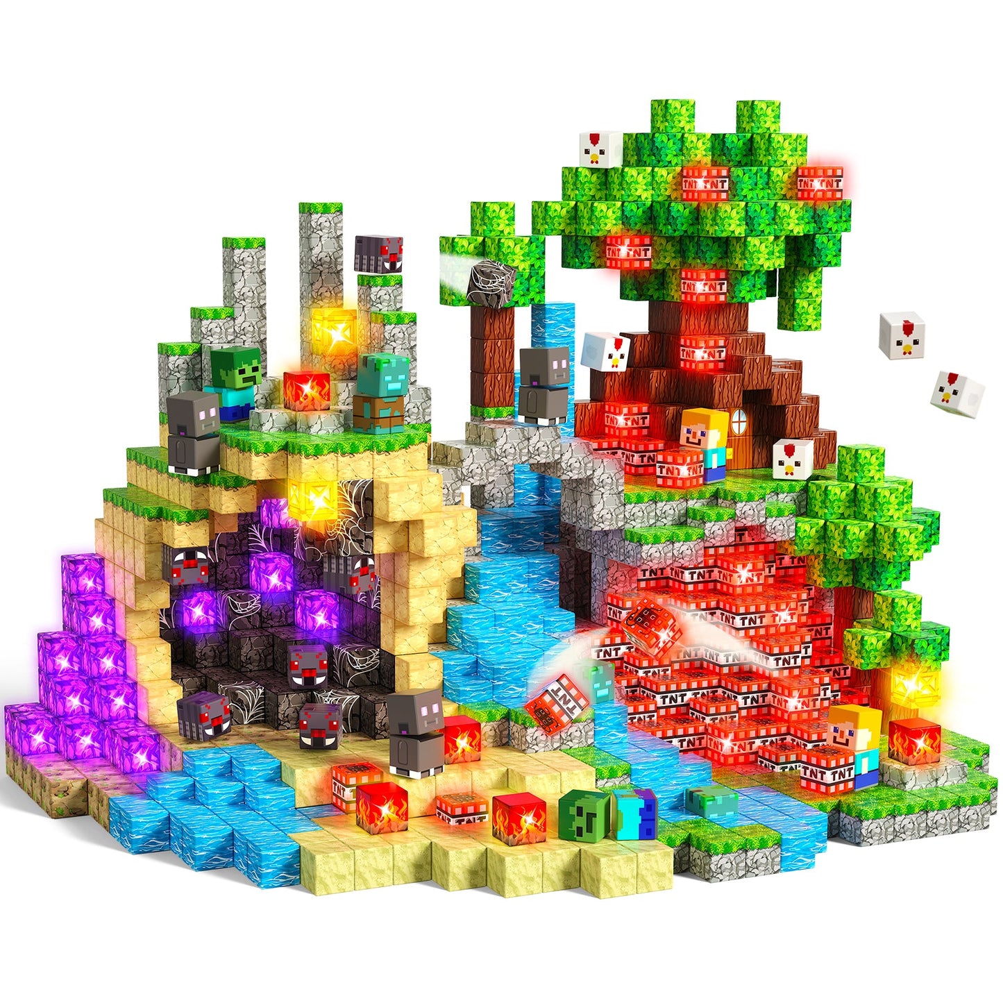 Magtribe™【Death Mountain】Magnetic Building Blocks | 200-400 PCS | 0.8" | Glowing