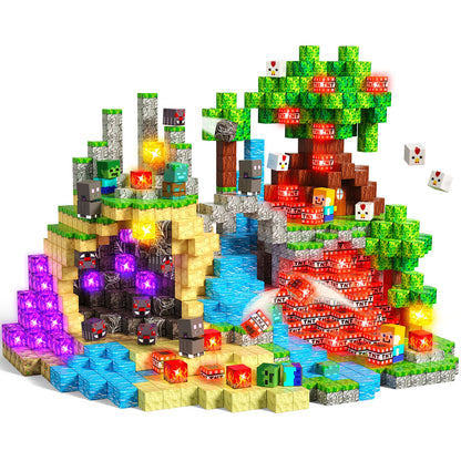 Magtribe™【Death Mountain】Magnetic Building Blocks | 200-400 PCS | 0.8" | Glowing