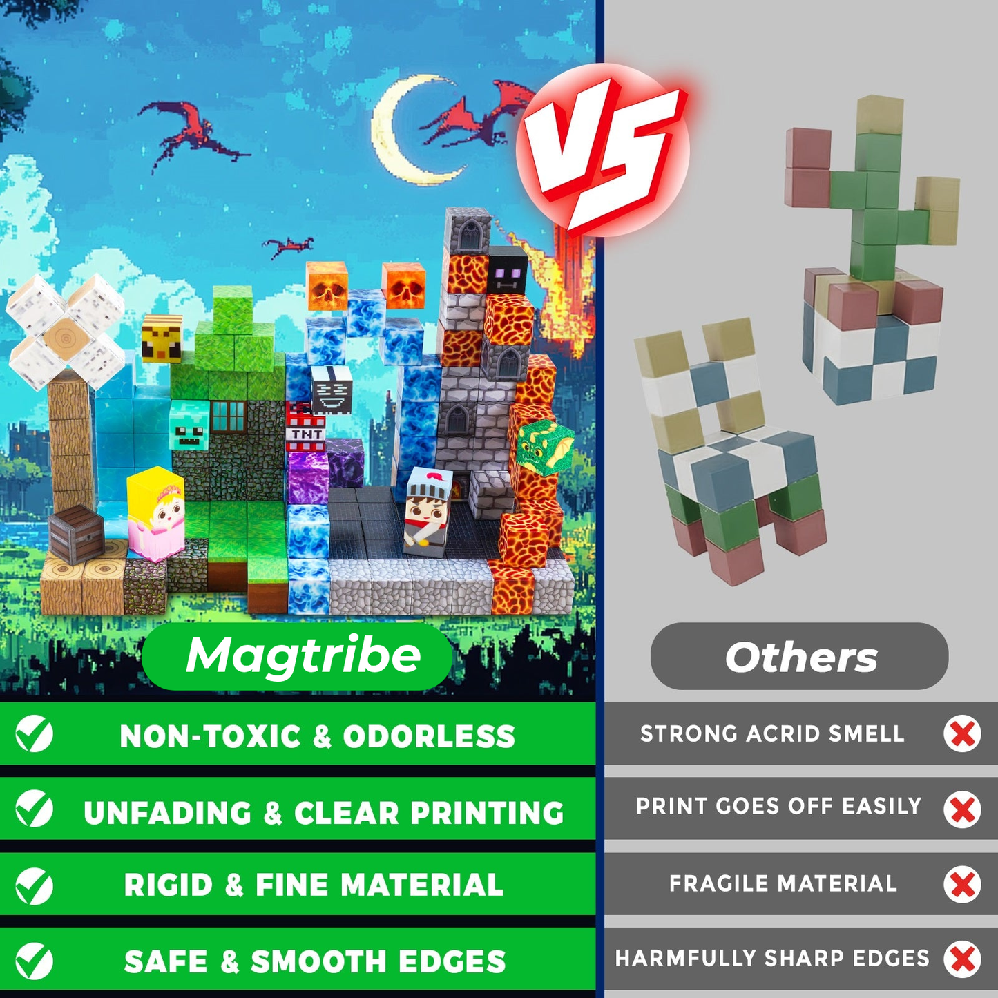 Magtribe™【Grass x Dark】Magnetic Building Blocks | 150 PCS | 0.8" | Adventure