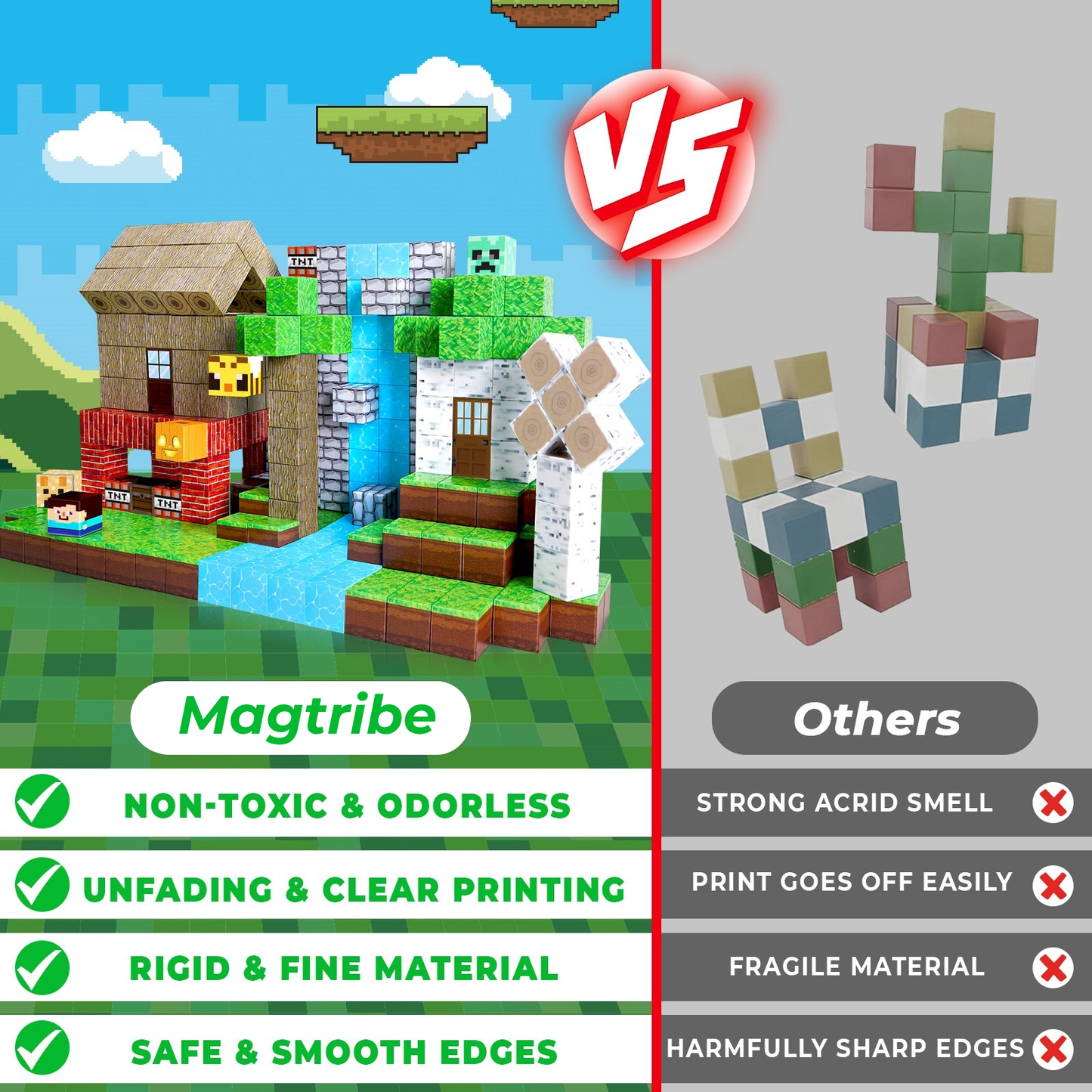Magtribe™【Forest Life】Magnetic Building Blocks | 100-300 PCS | 0.8" | Village